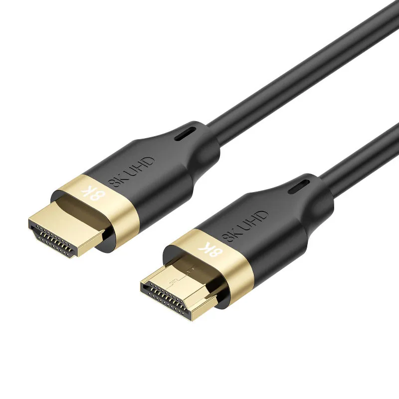 High Quality 8K UHD HDMI V2.1 cable with black jacket and gold-tone HDMI connectors