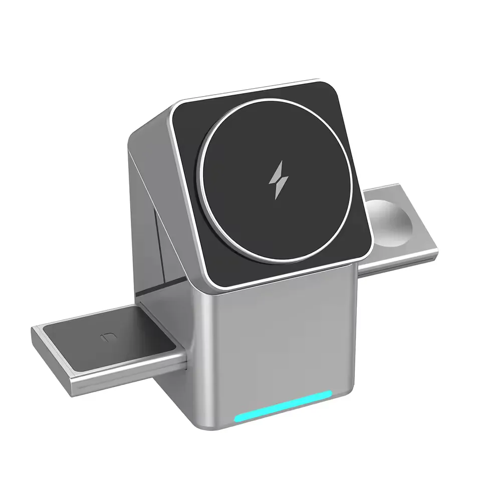 Dark grey 3-in-1 magnetic wireless charging station