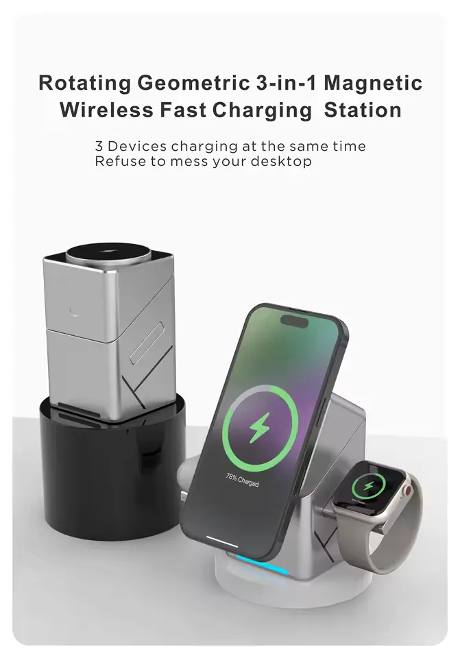 Supplier image showing phone, watch and earphone charging positions