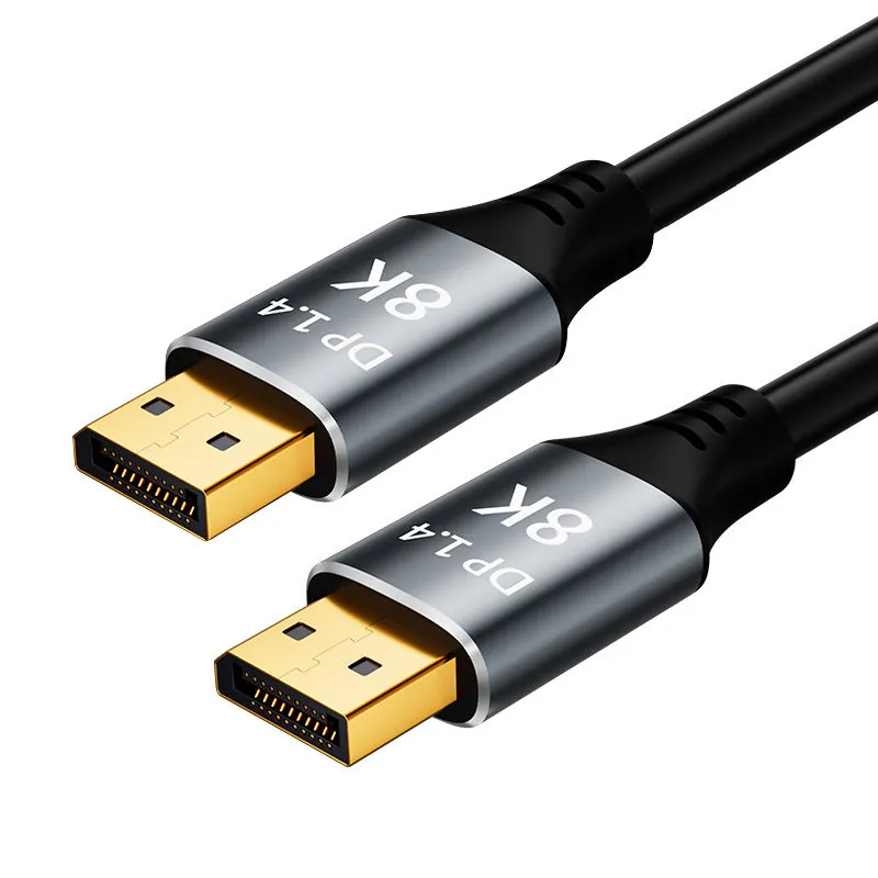 Ultra Clear 8K DP 1.4 cable with gray connector housings and gold DisplayPort connectors