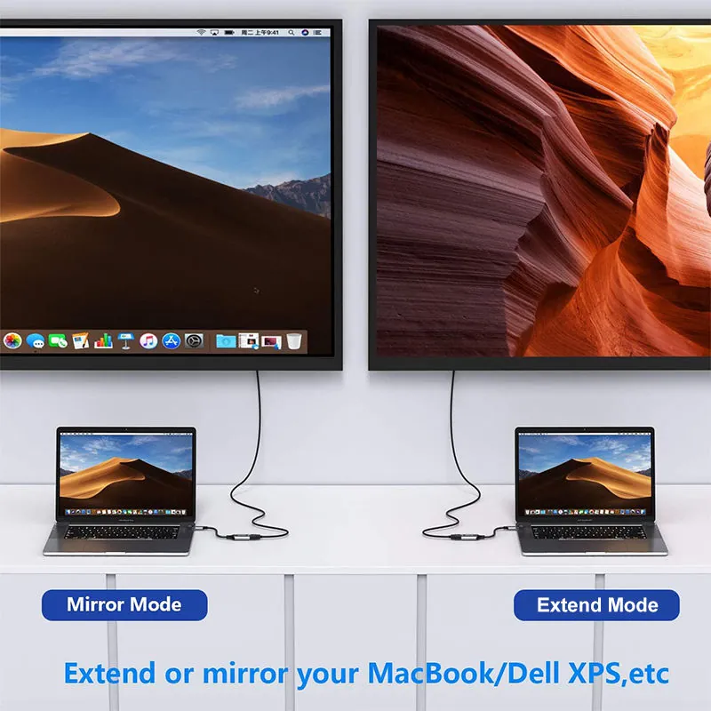 Supplier image showing mirror mode and extend mode for USB-C to DP cable