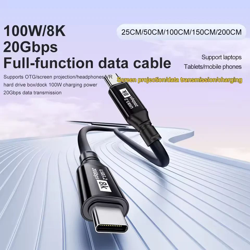 Supplier image listing 100W, 8K and 20Gbps functions and cable lengths